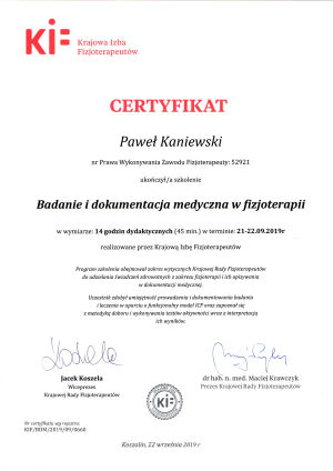 badanie i dokumentacja medyczna w fizjoterapii